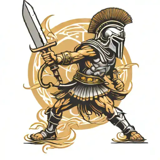 A Spartan Warrior Fighting
