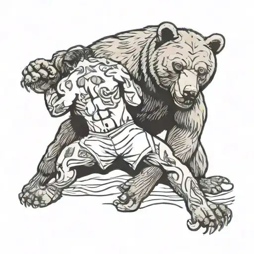 Man Wrestling A Bear