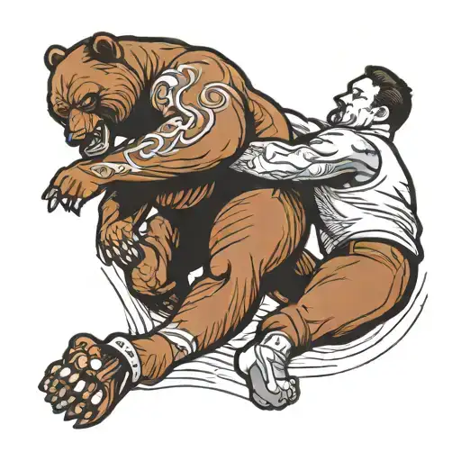 Man Wrestling A Bear