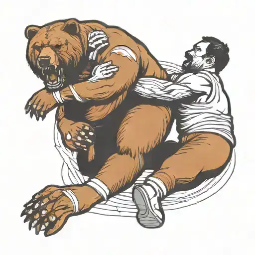 Man Wrestling A Bear
