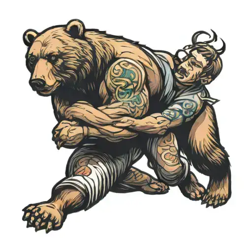 Man Wrestling A Bear