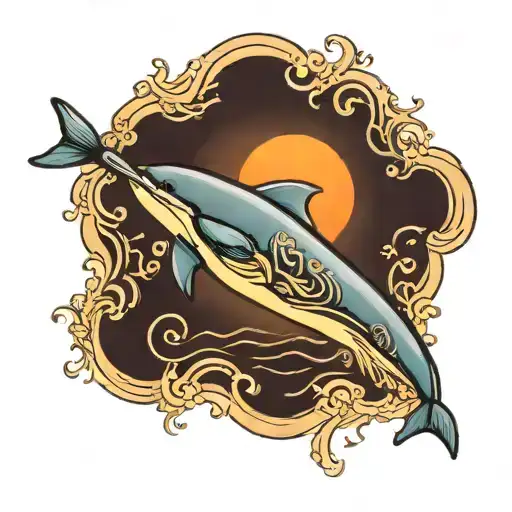 Dolphin Jumping With Sun