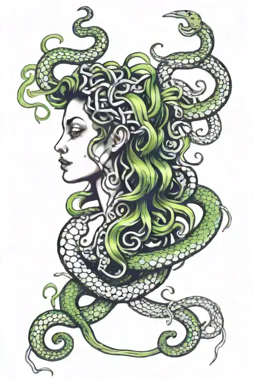 Medusa With Snake Hair Tangled Together