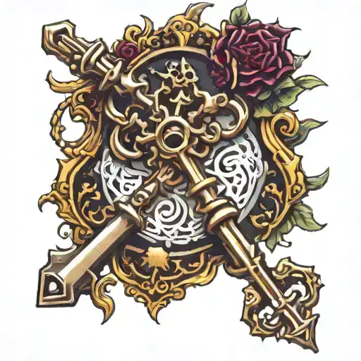 Gothic Key With Garnet Ametista Perola