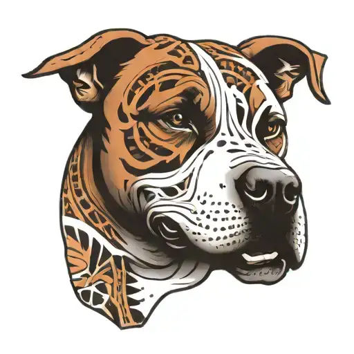 Polynesian Tattoo Of A Bully Pitbull