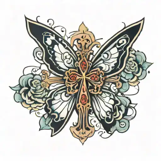 Butterfly Cross Of Jesus In The Center