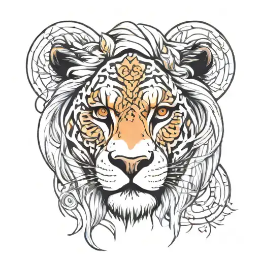 Women Facing Turning Around With Leo Zodiac Sign On Forehead And Lion Scar Across Eye