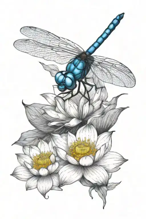 Dragonfly Resting On Lotus Flower