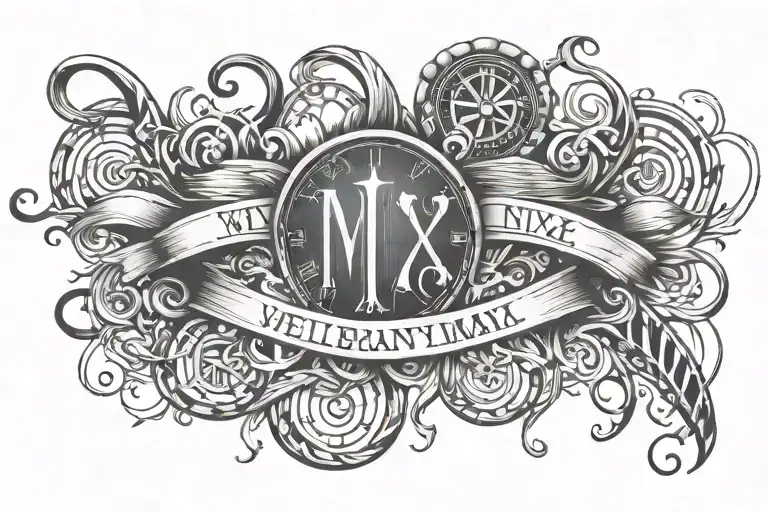 William Roman Numerals Heartbeat Line Wrapping