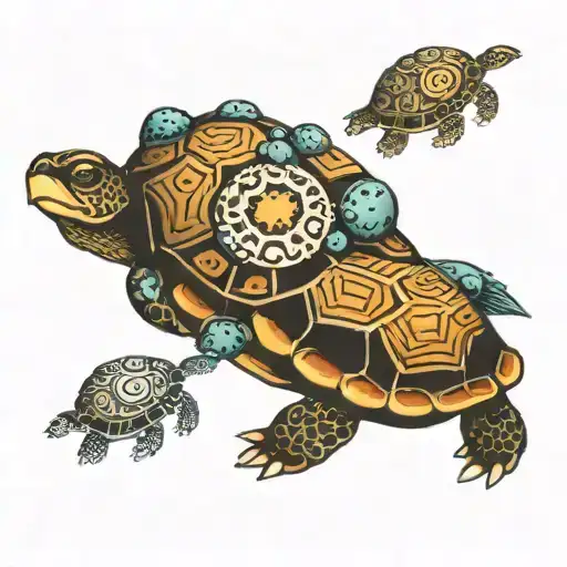 Turtle With Moons On The Top Shell Pattern