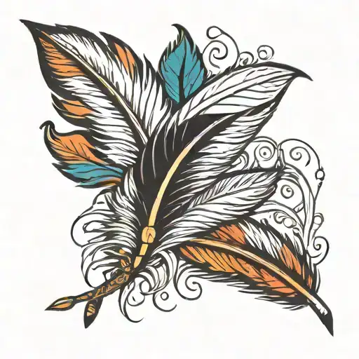 Indian Feather Quill Scrawling Line