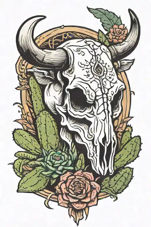 Cow Skull And Cactus