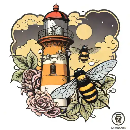 Lighthouse And Bumblebee Flying