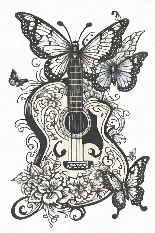 Guitar Playing Butterflies Instead Of Music Notes