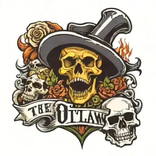The Word Outlaw With Skulls And The Reeper