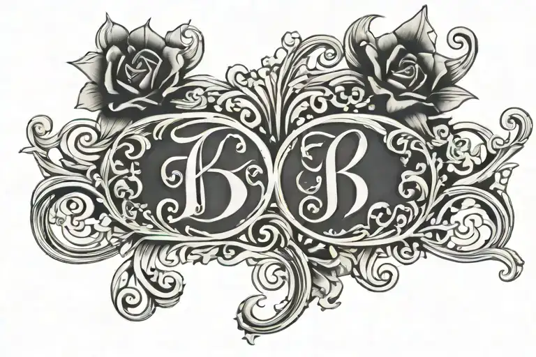 Intials Abh Ring Tattoo Filigree