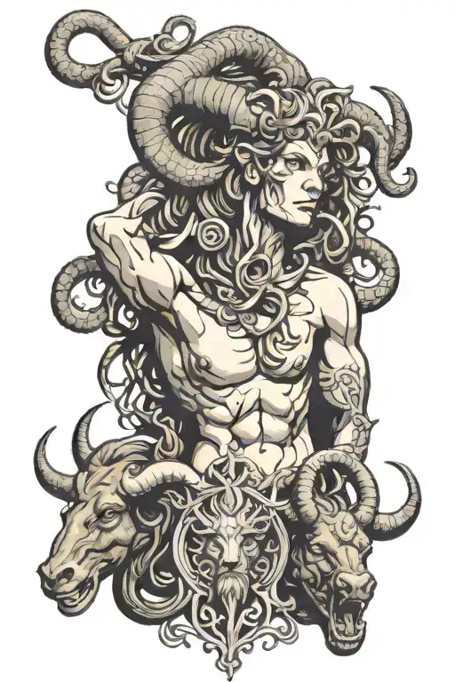 Minotaur And Mythological Medusa