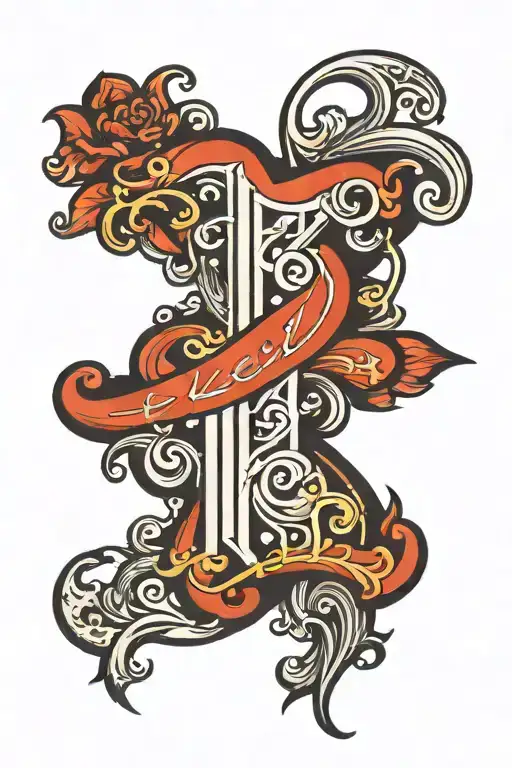 Tattoo Of Word 'Keil' Going Vertically