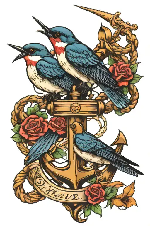 Swallows And Anchor Intertwined