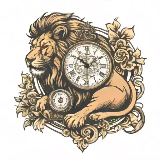Lion With Clock With Date Of Birth