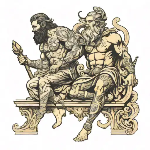 Full Leg Sleev Zeus And Atlas