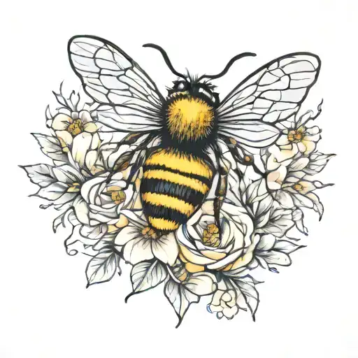 Bee And Flowers Wrapped