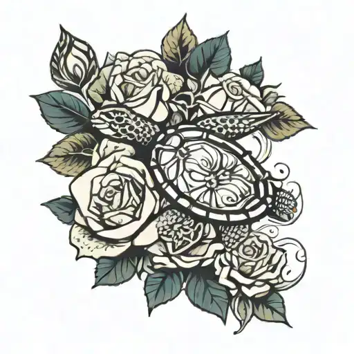 Roses And Sea Turtle