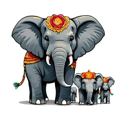 Elephant Cartoon Family