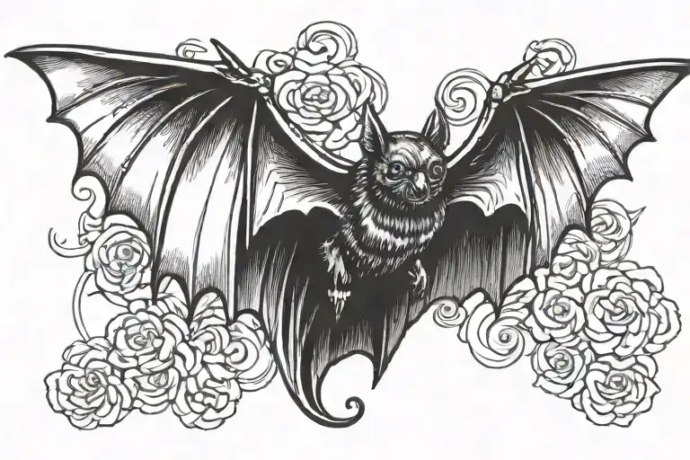 Black Bat With Wings Spread
