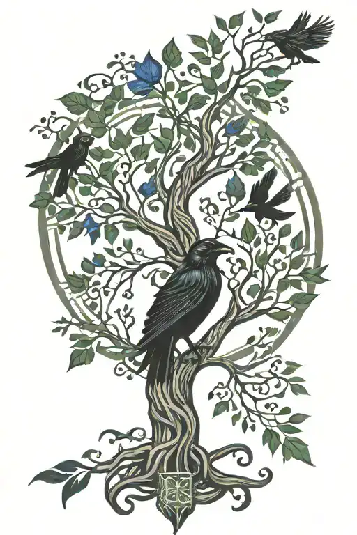 Raven And Tree Celtic Viking
