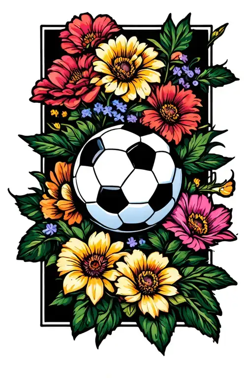 Flowers And Soccer Ball