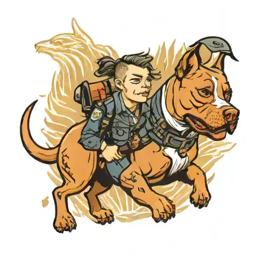 Animal Control Officer Riding A Pitbull