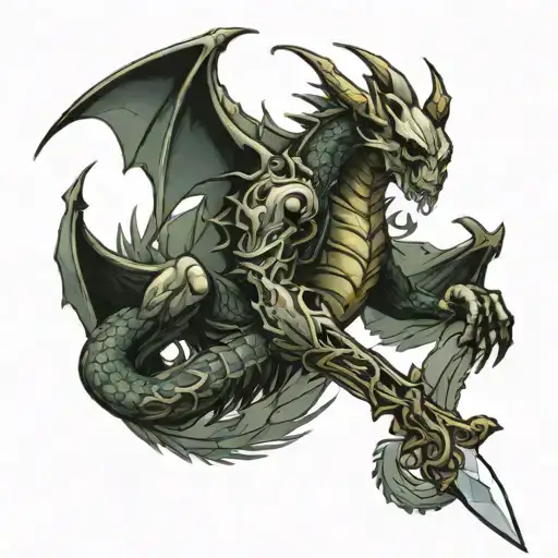 Skull Sword Dragon Wrapped