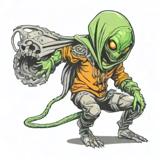 Full Body Alien In A Hoodie