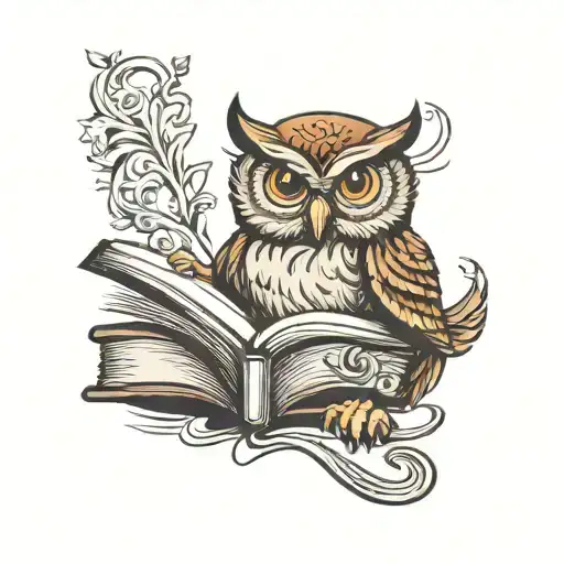 Owl Reading A Book In Front