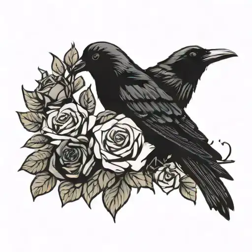 Raven And Roses