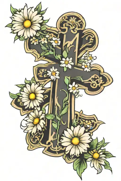 Cross And Daisy Flower