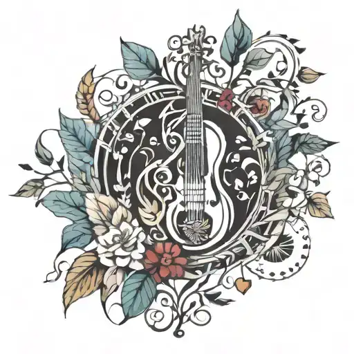 A Tattoo That Reflects My Interest For Music And Nature With Nordic Symbols