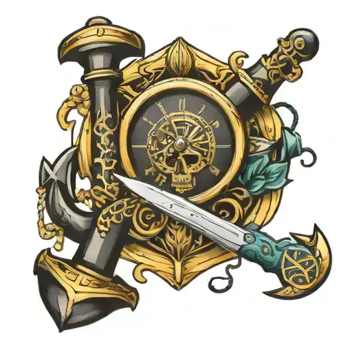 Hourglass Marine Anchor Ricm Knife Clock