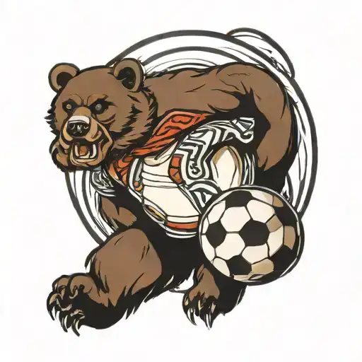 Dancing Bear On A Soccer Ball