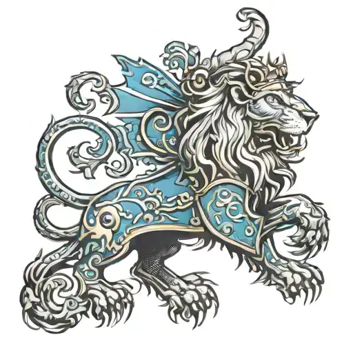 Lion Rampant Wearing Medieval Armour
