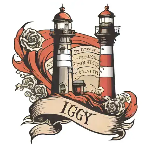 Lighthouse With A Wrapping Banner For Text 'Igy6' Us
