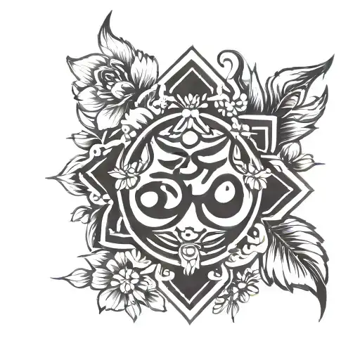 Ohm Symbol With Flowers Behind It