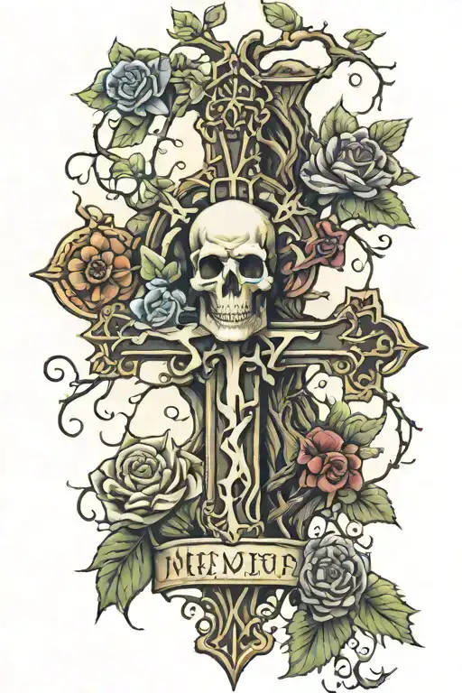Memento Mori With Tree Of Life And Crucifixtion