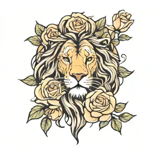 Lion And Roses
