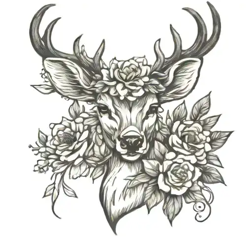 Deer With Flower