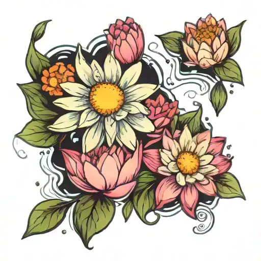 Daisy And Water Lily