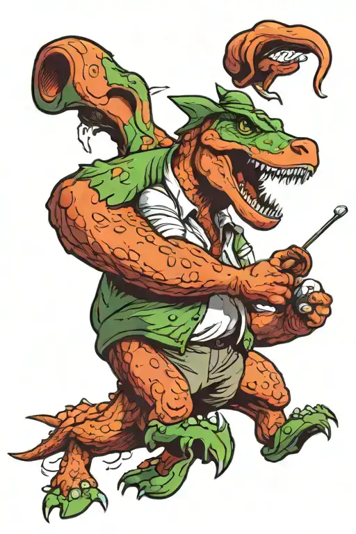 Dinosaur Playing Golf