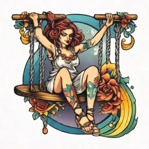 Girl On Rainbow Swing