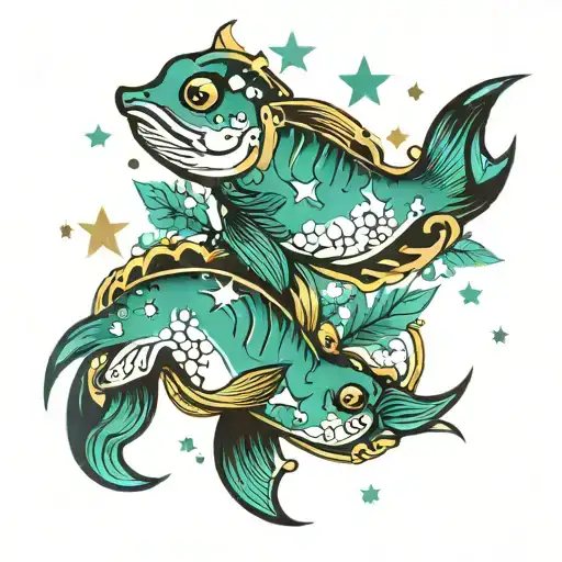 Teal Stars Pisces